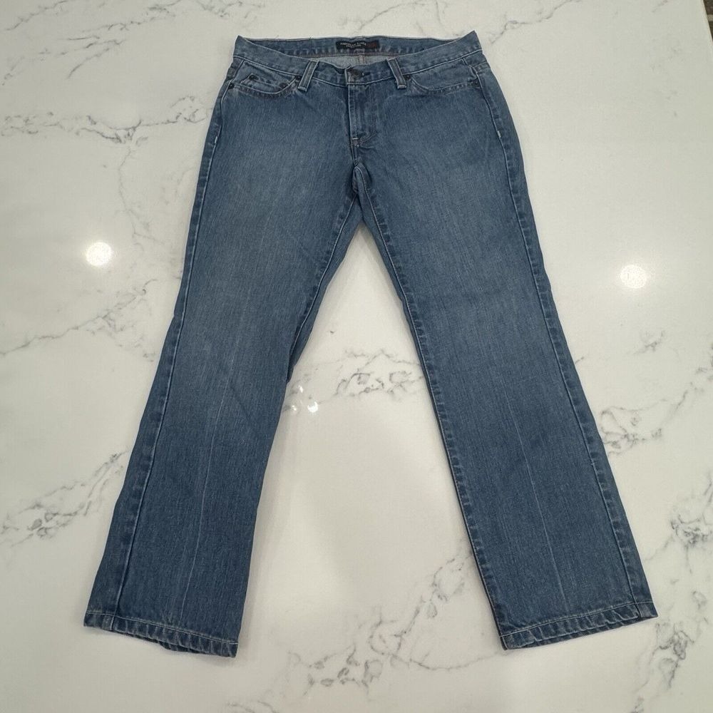 Straight Leg Jeans Womens 4 Mid Rise Blue Denim Casual Y2K American Eagle